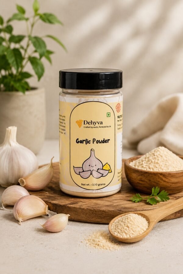Dehyva Dehydrated Garlic Powder, 100g | No Additives, Ideal for Cooking, Seasoning, and Baking | Natural Flavor Enhance